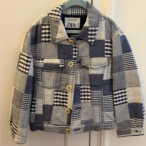 Zara kids Blue and White Patchwork Jacket